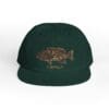Dark green cap with a fish embroidery on the front.