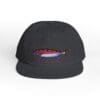 Black baseball cap with a colorful embroidered design on the front.