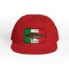 Red cap featuring a Mexico-themed patch with a wolf design.