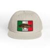 Beige cap with a Mexican flag patch and a fish illustration.