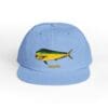 Light blue cap with a colorful fish design on the front.