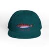 Dark green cap with a colorful graphic design on the front.