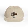 Beige cap with a dark brown squid logo and 