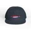Black baseball cap with a colorful fish design on the front.