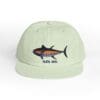 Light green cap with a colorful shark embroidery on the front.