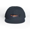 Black cap featuring a colorful fish embroidery on the front.