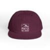 Maroon baseball cap with PATO logo and mountain design.