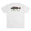 White t-shirt featuring a largemouth bass illustration and 