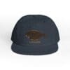 Black baseball cap with a brown fish logo embroidered on the front.