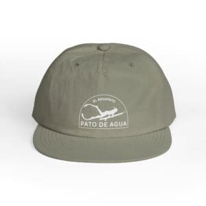 Olive green baseball cap with a white embroidered logo.