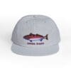 Light grey cap with a colorful fish and 
