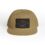 Khaki baseball cap with a black patch featuring a fish logo.