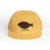 Mustard yellow cap with a black fish and 'Lemongrass' text.