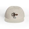 Beige cap with a unique brown octopus and the word 'PULP' embroidered.