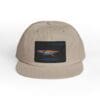 Beige cap with a colorful fish design on the front patch.