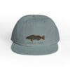 Gray baseball cap with a fish embroidery on the front.
