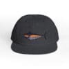 Black baseball cap with a colorful fish embroidery.