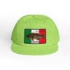 Bright green cap with a Mexican flag and fish patch.