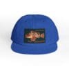 Blue baseball cap with vintage car patch on front.