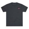 Black T-shirt with a small graphic on the chest pocket area.