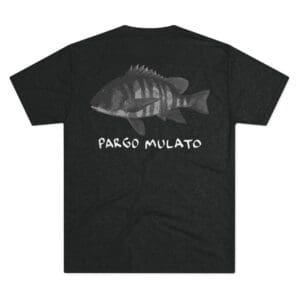 Black T-shirt with a fish illustration and 'Falco Mulato' text.