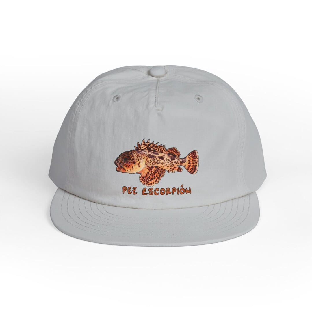 Light grey cap with a tiger graphic and text.