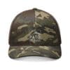 Camouflage baseball cap with Pato logo on front.