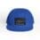 Blue baseball cap with a rectangular patch on the front.
