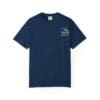 Navy blue t-shirt with a small white graphic on the chest.
