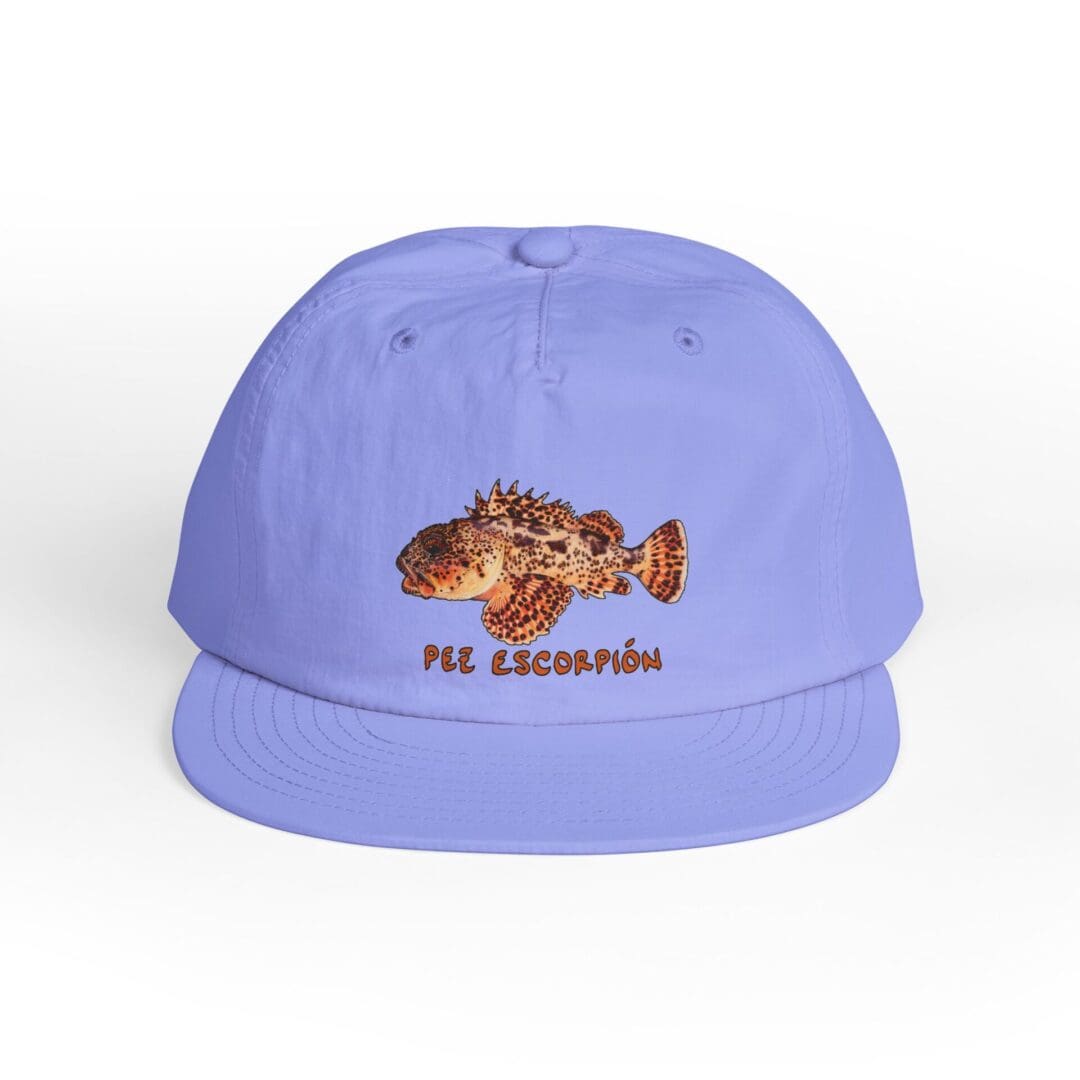 Lavender cap with embroidered tiger and text.