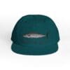 Dark green cap with a fish skeleton design embroidered on the front.