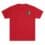 Red T-shirt with a small graphic on the chest pocket area.
