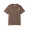 Brown short-sleeve T-shirt with a small white graphic on the chest.