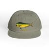 Olive green cap with a colorful fish embroidered on the front.
