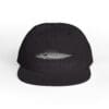 Black snapback hat with a sleek horizontal slit design.