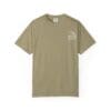 Olive green short-sleeve t-shirt with a small white logo on the chest.