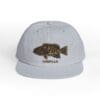 Gray cap with embroidered fish and 
