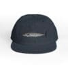 Black baseball cap with a distressed tear on the front.