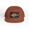 Brown cap with a colorful embroidered patch on the front.