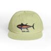 Light green baseball cap with a colorful fish embroidery.