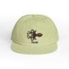 Light green cap with an embroidered octopus and the word 'PALFD'.