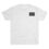 White T-shirt with a small black rectangular logo on the chest.