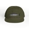 Olive green baseball cap with a fish and 'RIDE AG' embroidered on front.