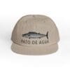 Beige cap with a fish and 'PATO DE AGUA' text.