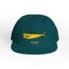 Green baseball cap with a yellow fish embroidered and 'Tailgate' text.