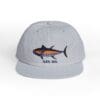 Gray cap with a colorful fish embroidered on the front.