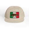 Beige cap with a Mexican flag patch and a fish illustration.
