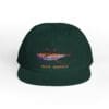 Black baseball cap with colorful fish embroidery and text.