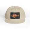 Beige baseball cap with a retro car patch on the front.
