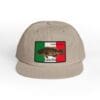 Beige cap with a patch of the Mexican flag and a fish graphic.